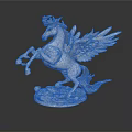 White Pegasus Statue With Spread Wings In Standing Pose And Intricate Base Design