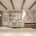 Modern Tea House Interior With Stage Musical Instruments Neon Signs And Lighting Equipment