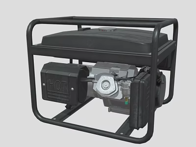 Portable Gas Powered Generator With Black Metal Frame And Silver Engine Component 3d model