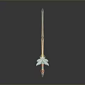 Ancient Style Sword With Green Leaf Hilt Design And Red Decorations Slender Blade