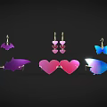 Trendy Jewelry Earrings With Butterfly Heart Bat Shapes In Colorful Design For Women