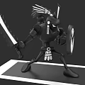 Game Movie Character Warrior With Feathered Headdress Holding Large Sword Shield In Black White Color