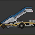 White And Yellow Airport Ground Support Vehicles Featuring Tractor And Stairs Truck