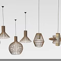 Modern Pendant Lights With Stylish Geometric Woven Wooden Design Elements 3d model