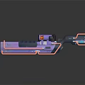 Futuristic Sci Fi Weapon With Blue Pink Accents And Glowing Mechanical Components