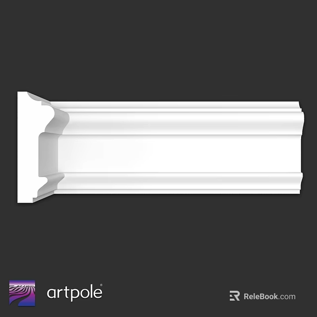 White Architectural Molding Component With Detailed Profile For Interior Decoration 3d model 
