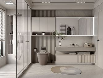 Modern Toilet Bathroom Cabinet Toilet Shower 3d model