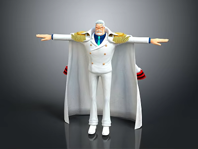 White Military Uniform Outfit with Gold Epaulets White Cape Red Black Trim 3d model