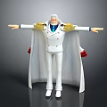 White Military Uniform Outfit with Gold Epaulets White Cape Red Black Trim