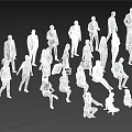 Diverse Group of People in Various Ages and Clothing Standing on Black Background