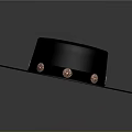 Classic Felt Black Hat With Wide Brim Black Band And Copper Circular Decorations