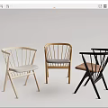 Modern Dining Chairs With Stylish Backrest And Various Color Options 3d model