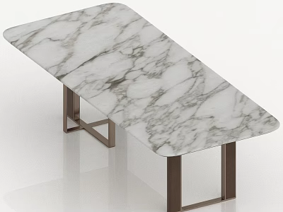 Elegant Modern Marble Table With Sturdy Metal Legs And Smooth Surface Design 3d model