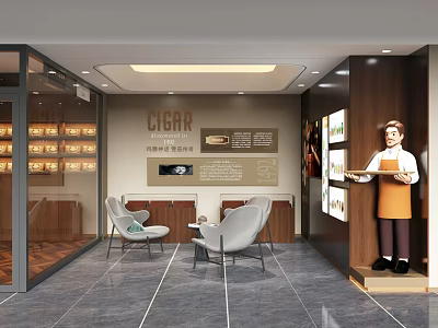Light Luxury Cigar Bar Club Cigar Exhibition Hall Experience Store Cafe 3d model