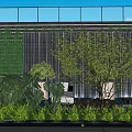 Modern Commercial Landscape With Glass Curtain Wall Building Greenery And Outdoor Space