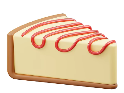 Delicious Creamy Slice of Cheesecake with Red Drizzle and Smooth Texture 3d model