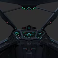 Modern Fighter Jet Cockpit Interior With Digital Dashboard And Green Indicators 3d model