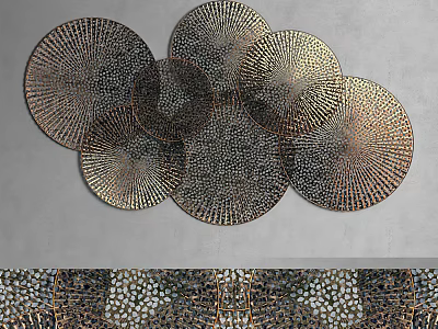 Set of Circular Metal Textured Wall Decor With Intricate Patterns 3d model
