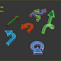 Colorful Arrows In Green Blue Red With Different Directions On Dark Background