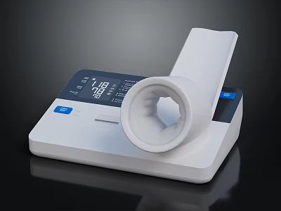 White Medical Measuring Device With Digital Display Control Buttons On Black Surface 3d model