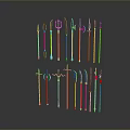 Cold weapons Sword Axe Hook Fork Spear Trident Melee Weapon Military 3d model