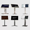 Different Designed Information Kiosks With Digital Display Screens And Metal Stands