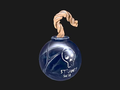 Blue Skull Themed Bomb With Rope Fuse And Stunning Skull Design 3d model