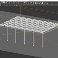 Outdoor Metal Frame Canopy With Support Poles And Flat Roof Structure