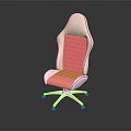 Modern Pink And White Office Chair With Padded High Back And Swivel Wheel Base