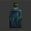 Enchanted Teal Blue Potion Bottle With Gold Accents Brown Cork And Purple Gem