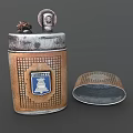 Vintage Metal Container With Vickers Logo Emblem And Open Lid Design