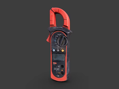 Professional Digital Clamp Meter With Red Black Body Digital Display And Control Dial 3d model