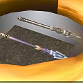 Ornate Decorative Spears With Intricate Metallic Handles And Sharp Blades