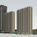 Modern High Rise Office Building With Glass Facade Adjacent Towers And Landscaped Plaza