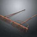Antique Rustic Metal Rakes As Vintage Farm Tools With Weathered Finish