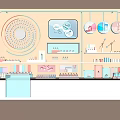 Cosmetics Display Cabinet Back Container Shelf 3d model