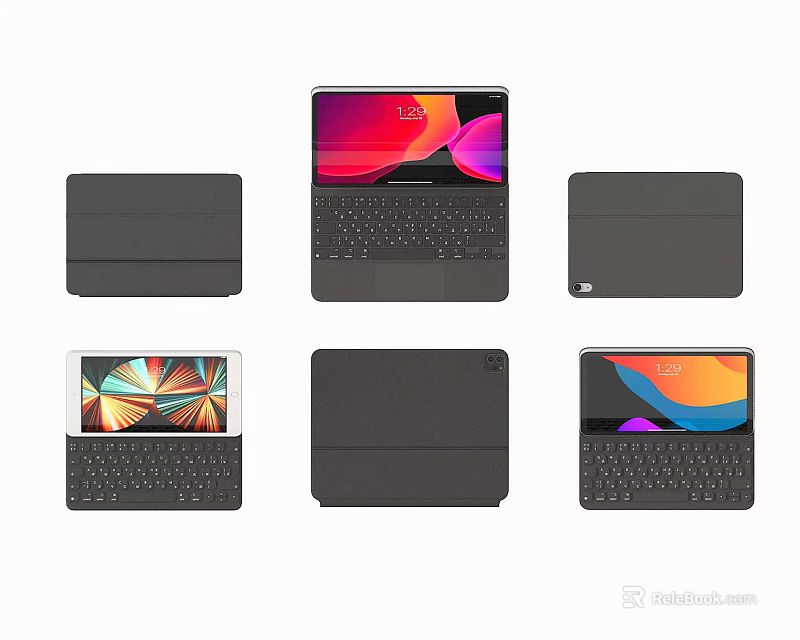 Modern Tablet Keyboard Cases With Open And Closed Positions Design 3d model