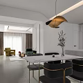 Modern Living Dining Room Interior With Black Chairs White Table Green Plants And Pendant Lamp