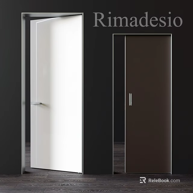 Modern Interior Doors With Black White Glass Panels And Metal Handles 3d model 