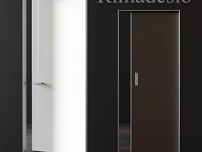 Modern Interior Doors With Black White Glass Panels And Metal Handles 3d model