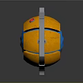 Mechanical Device With Orange Sphere Blue Glowing Core Red Gemstone And Gray Frame