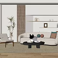 Quiet sofa tea table combination 3d model