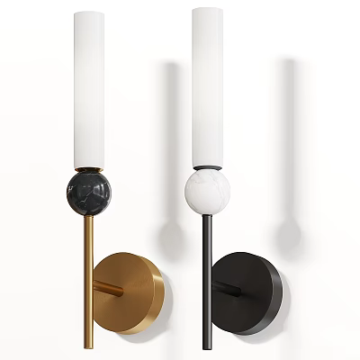 Modern Wall Lamps With Gold And Black Bases And White Cylindrical Shades For Home Interior Decor 3d model