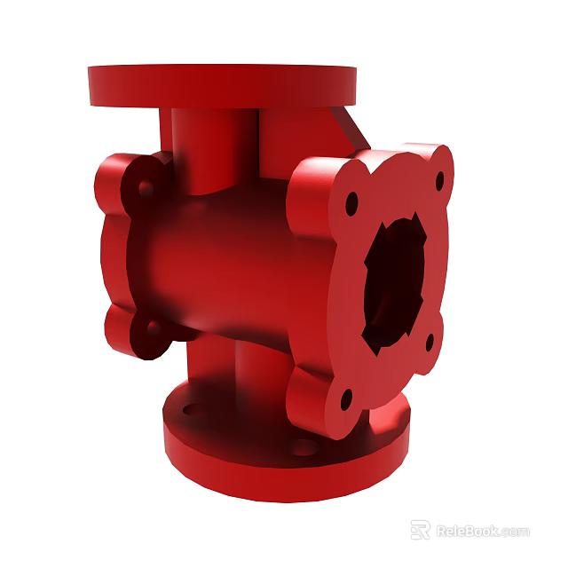 Red Industrial Valve 3D Model Representation 3d model 