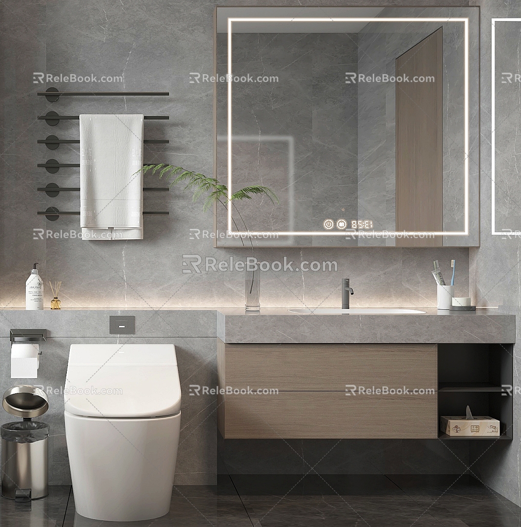 Bathroom Cabinet Bathroom Cabinet Mirror Cabinet Mirror Toilet Wash Basin Faucet 3d model