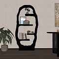 Antique Storage Rack Decorative Shelf Bookshelf 3d model