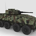 Armored Military Vehicle With Camouflage Paint Six Wheels Turret And Antennas