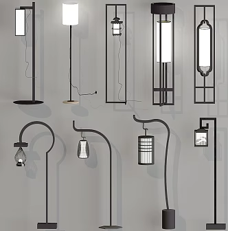 New Chinese-style lamps and lanterns Combination lamps and lanterns Lighting lamps and lanterns Floor lamps 3d model