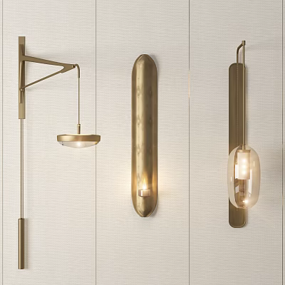 Modern Brass Wall Lamps With Sleek Diverse Designs For Home Lighting 3d model