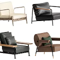 Modern Leisure Chairs With Wooden Metal Frames Fabric Leather Upholstery Designs